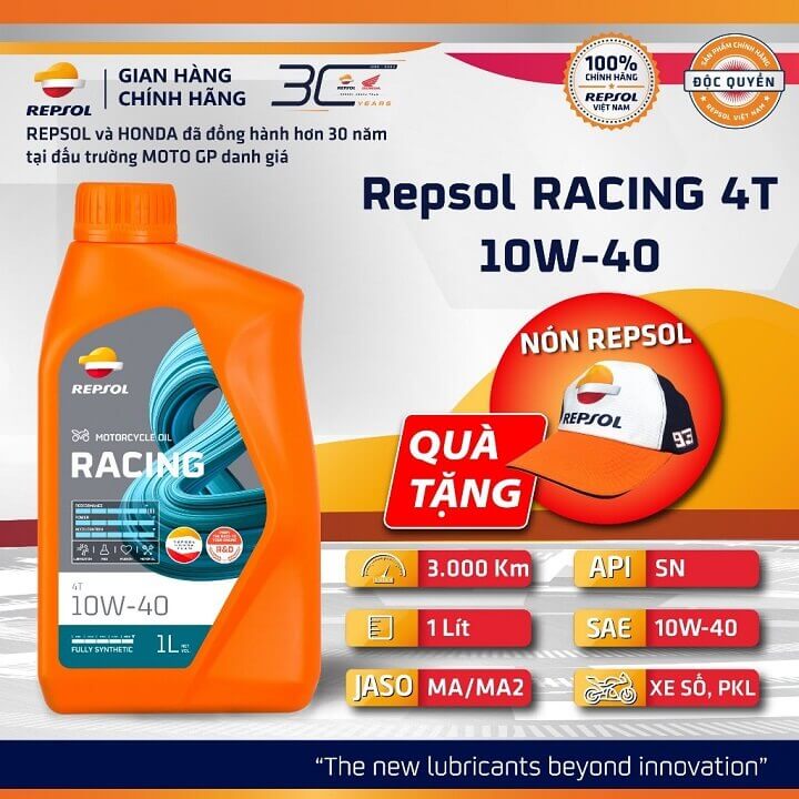 dầu nhớt tổng hợp Repsol cho xe pkl