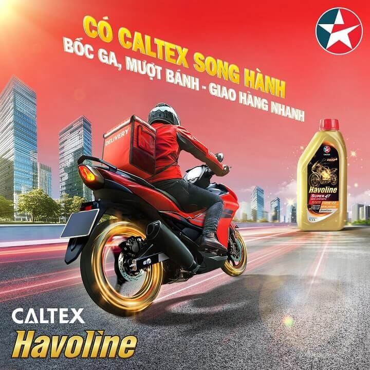 Nhớt xe số bán tổng hợp Caltex Havoline Super 4T Semi Synthetic 10w40