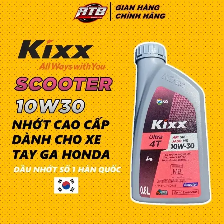 nhớt bán tổng hợp xe tay ga kixx ulttra 4T 10w30 sn