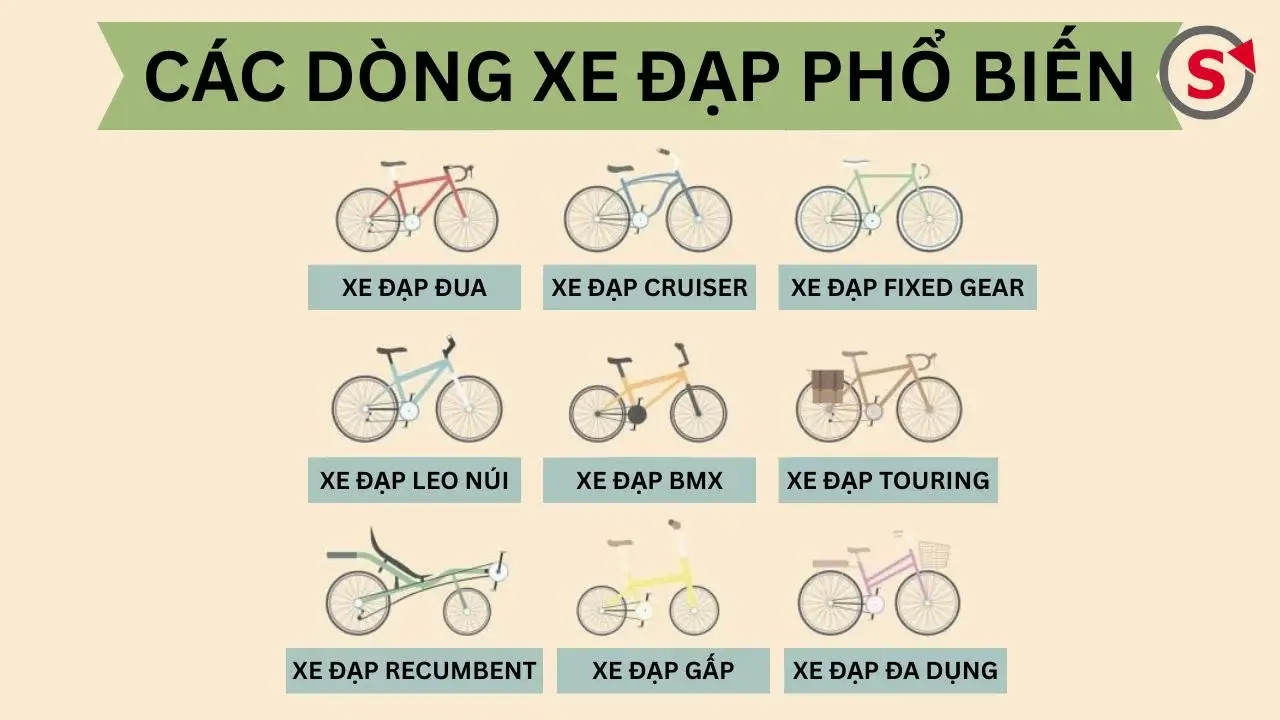 banner các dòng xe đạp phổ biến